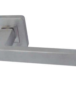 Sirius Door Handles On Square Rose, Satin Stainless Steel (sold in pairs)