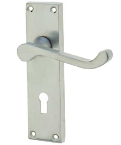 Victorian Scroll Lever Door Handles On Backplate - Satin Chrome Finish