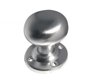 Contract Mushroom Mortice Door Knob (54mm Rose Diameter), Satin Chrome (sold in pairs)