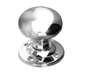 Contract Mushroom Mortice Door Knob (64mm Rose Diameter), Polished (sold in pairs) Chrome