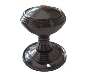 Lined Mortice Door Knob, Polished Black Nickel (sold in pairs)