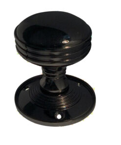 Ringed Mortice Door Knob, Polished Black Nickel (sold in pairs)