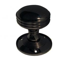 Ringed Mortice Door Knob, Polished Black Nickel (sold in pairs)