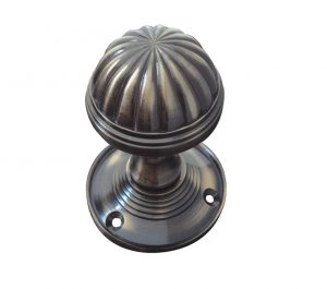 Fluted Mortice Door Knob, Antique Brass