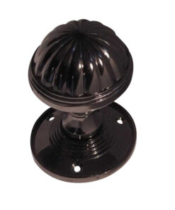 Fluted Mortice Door Knob, Polished Black Nickel (sold in pairs)