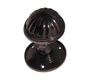 Fluted Mortice Door Knob, Polished Black Nickel (sold in pairs)