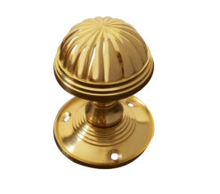 Fluted Mortice Door Knob, Polished Brass (sold in pairs)