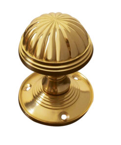 Fluted Mortice Door Knob, Polished Brass (sold in pairs)