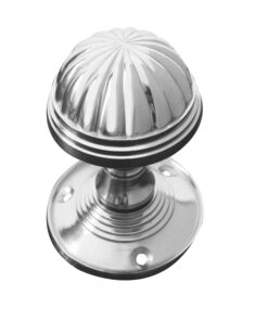 Fluted Mortice Door Knob, Polished Chrome (sold in pairs)