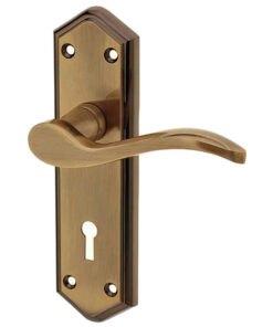 Paris Door Handles On Backplate, Antique Bronze - JV280AB (sold in pairs)