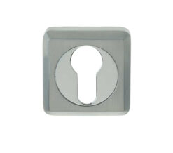 Euro Profile Square Escutcheon, Dual Finish Polished Chrome & Satin Chrome