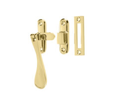 Hook And Mortice Casement Fastener, Polished Brass