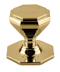 Octagonal Centre Door Knob (70mm Diameter), Polished Brass