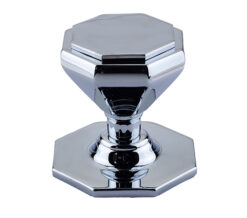 Octagonal Centre Door Knob (70mm Diameter), Polished Chrome