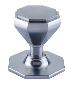 Octagonal Centre Door Knob (70mm Diameter), Satin Chrome