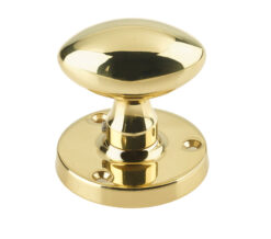 Oval Mortice Door Knob, Polished Brass (sold in pairs)