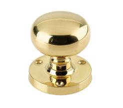 Mushroom Mortice Door Knob, Polished Brass (sold in pairs)