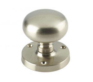 Mushroom Mortice Door Knob, Satin Nickel (sold in pairs)