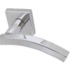 Paja Kubus Curved Door Handles On Square Rose, Polished Chrome (sold in pairs)