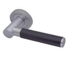 Paja Ascot Black Leather Door Handles On Round Rose