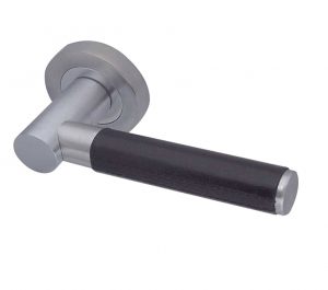 Paja Ascot Black Leather Door Handles On Round Rose