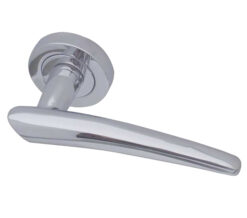 Paja Horn Door Handles On Round Rose, Polished Chrome  (sold in pairs)