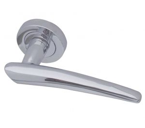 Paja Horn Door Handles On Round Rose, Polished Chrome  (sold in pairs)