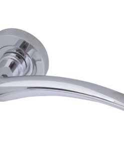 Gull Door Handles On Round Rose, Polished Chrome  (sold in pairs)