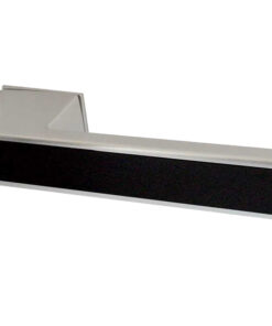 Reguitti Ebony Door Handles On Square Rose, Satin Chrome (sold in pairs)