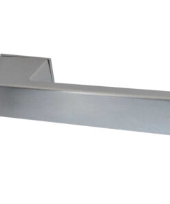 Reguitti Minimal Door Handles On Square Rose, Satin Chrome (sold in pairs)
