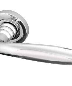 Reguitti Arc Door Handles On Round Rose, Polished Chrome  (sold in pairs)