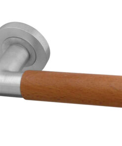 Reguitti Havanna Light Wood Door Handles On Round Rose