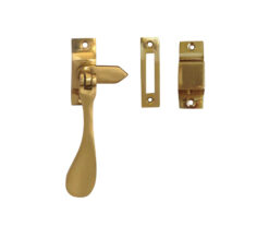 Hook And Mortice Casement Fastener, Polished Brass