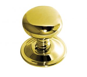 Concealed Rose Mushroom Mortice Door Knob, Polished Brass (sold in pairs)