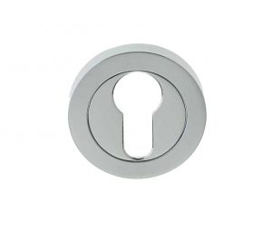 Euro Profile Escutcheon, Dual Finish Polished Chrome & Satin Chrome