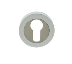 Euro Profile Escutcheon, Dual Finish Polished Chrome & Satin Nickel