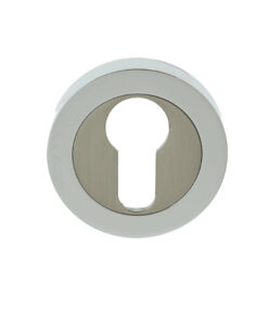 Euro Profile Escutcheon, Dual Finish Polished Chrome & Satin Nickel