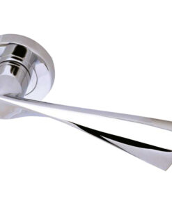 Twirl Door Handles On Round Rose, Polished Chrome  (sold in pairs)