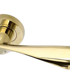Twirl Door Handles On Round Rose, PVD Stainless Brass  (sold in pairs)