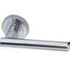 Petra Door Handles On Round Rose, Polished Chrome  (sold in pairs)