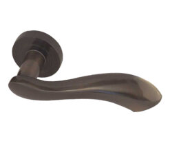 Gamma Door Handles On Round Rose, Dark Bronze (sold in pairs)