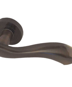 Gamma Door Handles On Round Rose, Dark Bronze (sold in pairs)