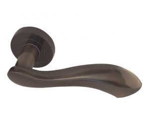 Gamma Door Handles On Round Rose, Dark Bronze (sold in pairs)