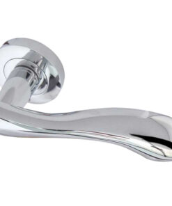 Gamma Door Handles On Round Rose, Polished Chrome (sold in pairs)