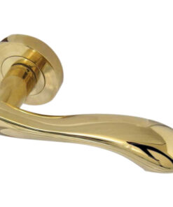 Gamma Door Handles On Round Rose - PVD Stainless Brass (sold in pairs)