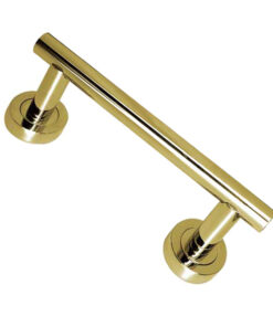 Straight Pull Handle On Rose (174mm OR 250mm c/c), Polished Brass