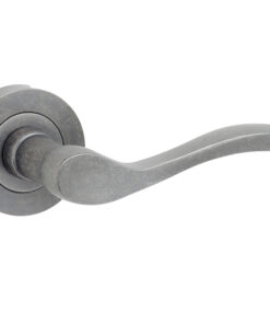 Turin Door Handles On Round Rose, Rustic (sold in pairs)