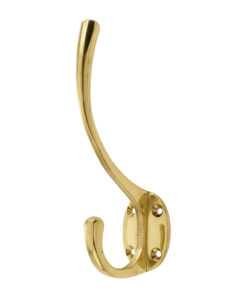 Hat & Coat Hook (142mm x 64mm), Polished Brass