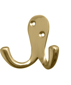 Double Robe Hook (53mm x 27mm), Polished Brass
