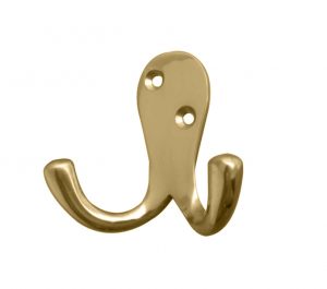 Double Robe Hook (53mm x 27mm), Polished Brass